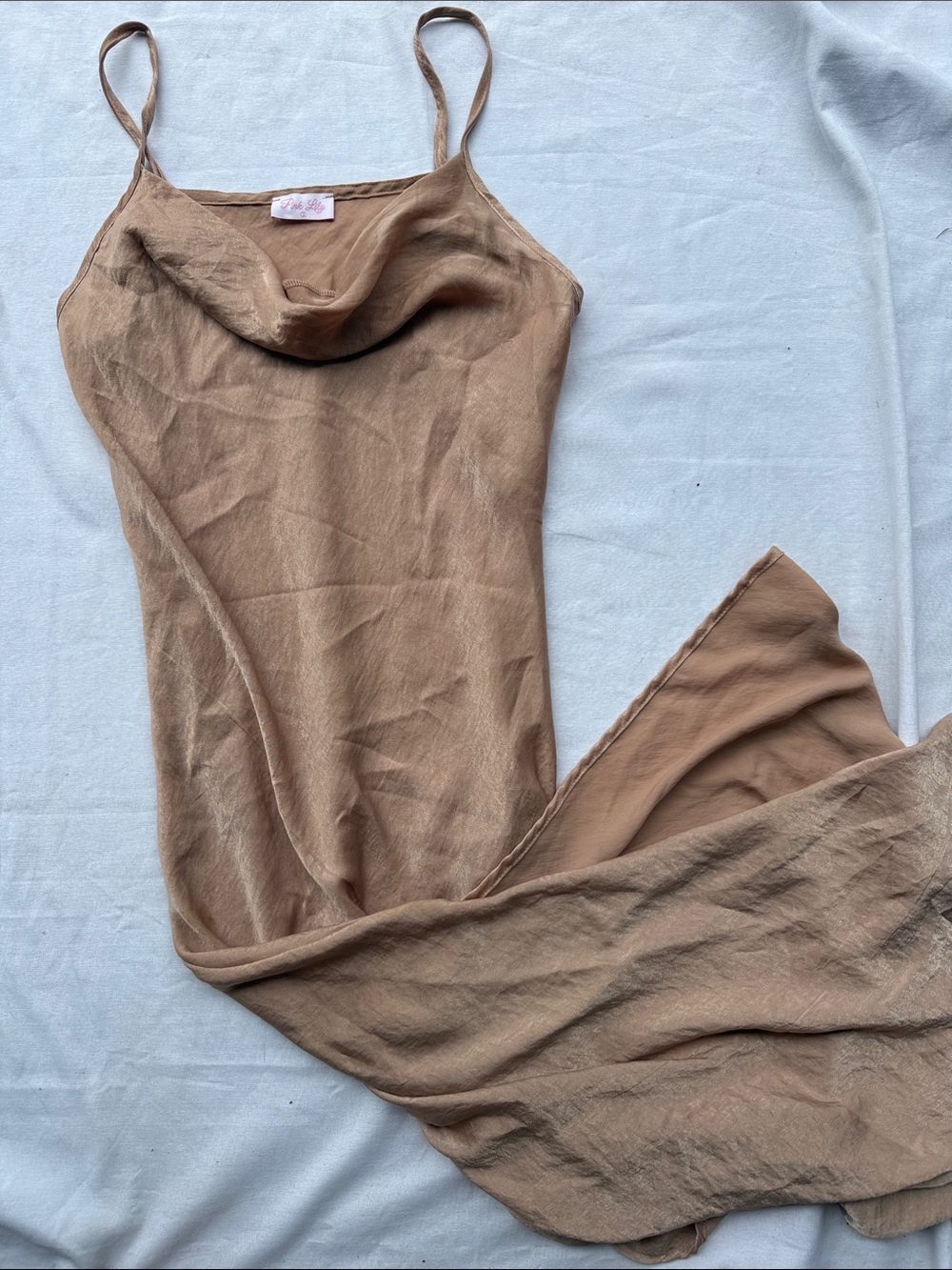 Pink Lily Slip Midi Dress - Tan